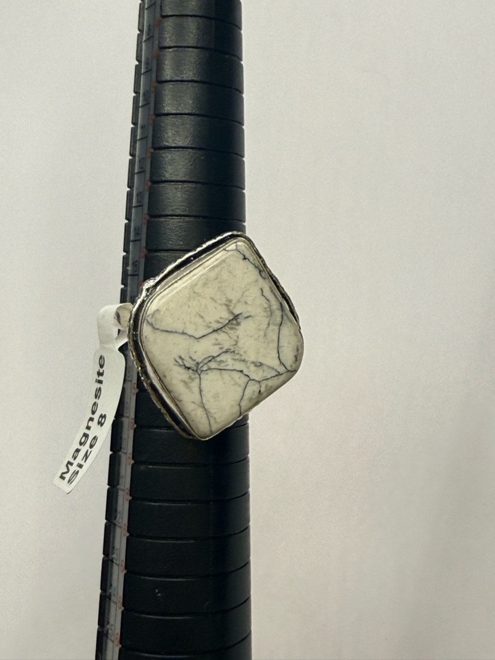 Sterling White Magnesite Square Statement Ring size 8